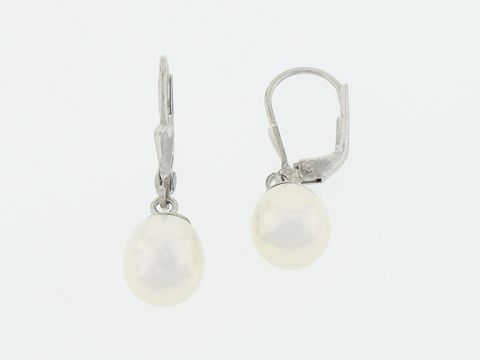 Silber Ohrringe oval mit nobel Süßwasser Zuchtperlen Hänger von Juwelier Harnisch, elegantes Design für besonderen Anlass. Ideal für stilvolle Akzente.