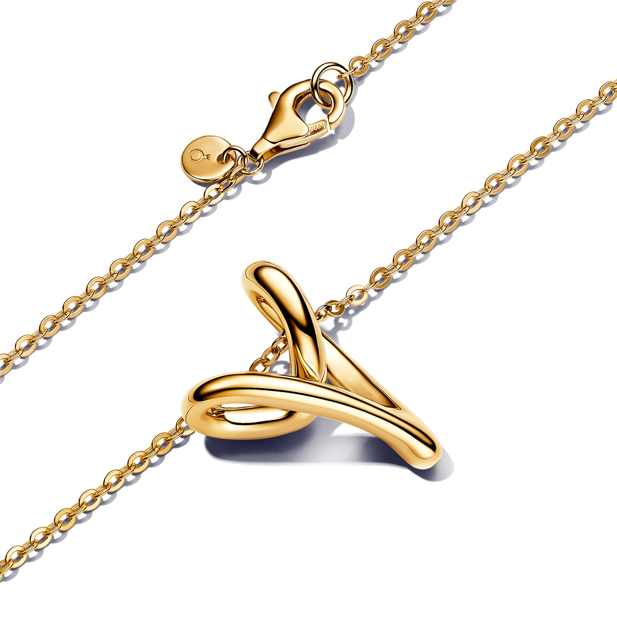 Pandora ESSENCE organisch Geformtes Herz Anhänger-Halskette - Gelbgold verg. - 70 cm – Ansicht 3