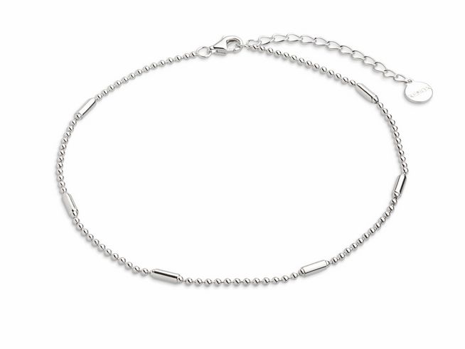 Xenox Sterling Silber Fußkette XS3547 mit einer Länge von 26 cm, zartes Design mit runden und ovalen Elementen, ideal als elegantes Fußkettchen für jeden Anlass.