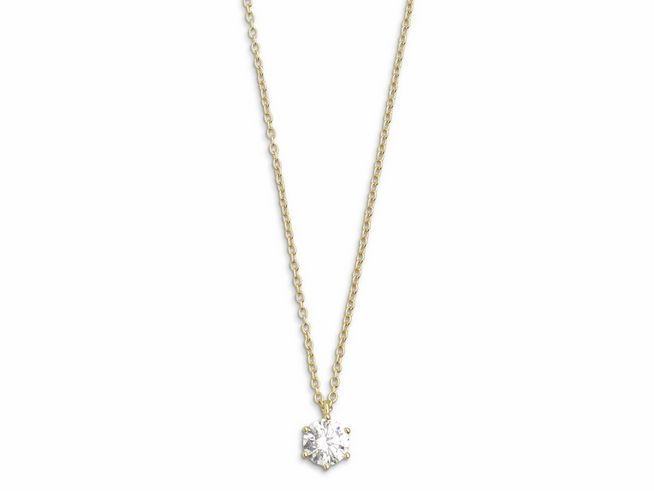 Xenox Sterling Silber Kette XS7211G in 40-45 cm mit Krappe Gold Ankerkette und Anhänger, vergoldet mit einem funkelnden Zierstein, elegant und zeitlos.
