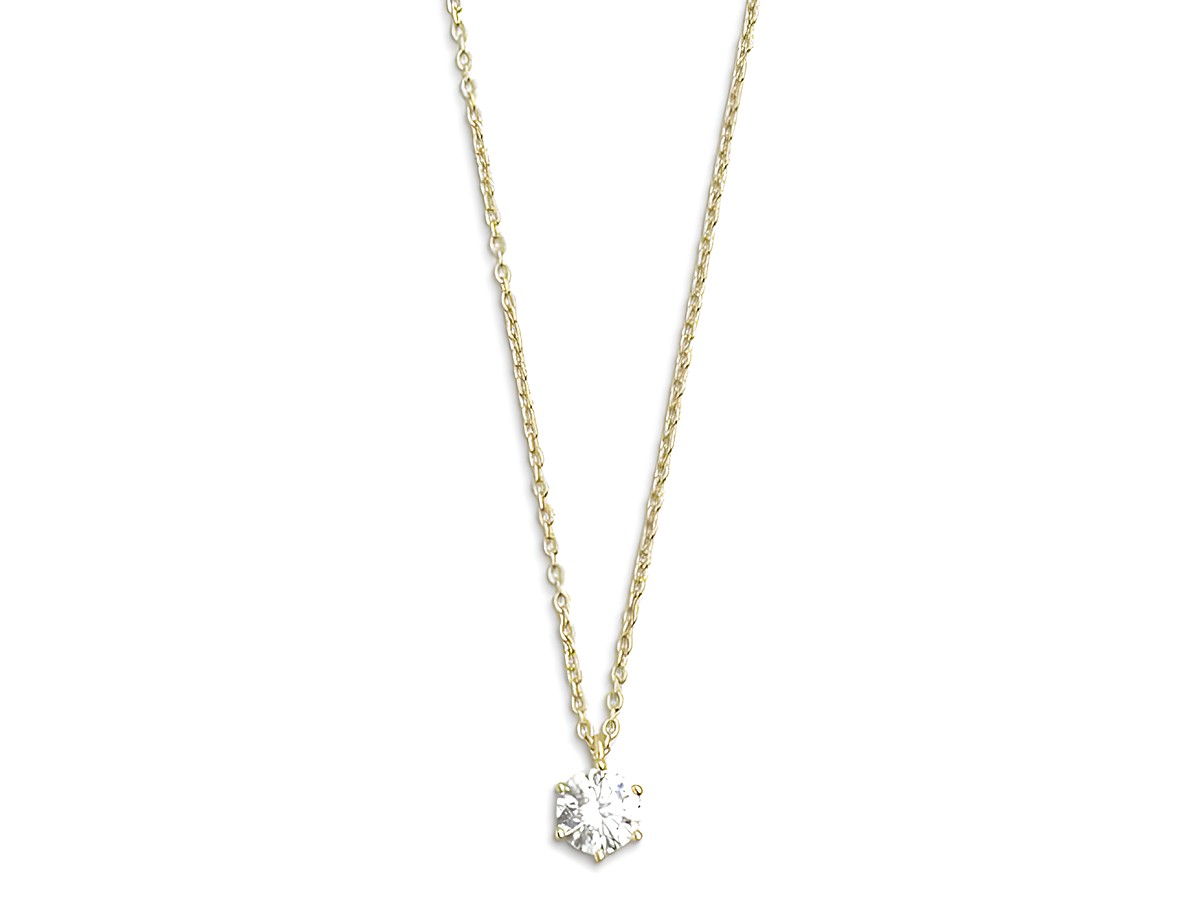 Xenox Sterling Silber Kette XS7211G in 40-45 cm mit Krappe Gold Ankerkette und Anhänger, vergoldet mit einem funkelnden Zierstein, elegant und zeitlos.