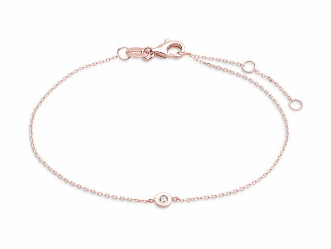 Xenox Gold ARMBAND XG4053R in Roségold mit Karreekette, 375 Gold, verziert mit einem klaren Stein, Länge 15-18 cm, Hersteller: Xenox, ideal für elegante Anlässe.