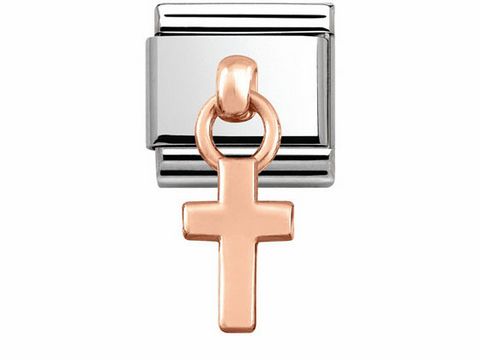 Edelstahl Anhänger mit Roségold Kreuz von Nomination, Modell 431800 04 CLASSIC CHARMS, ideal für stilvolle Akzente.