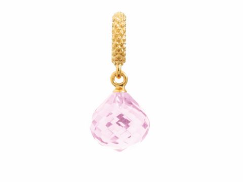 Goldener Charms von Endless mit einem rosa, facettierten Kristall in Tropfenform, Teil der J.Lo Kollektion, ideal für individuelle Schmuckdesigns.