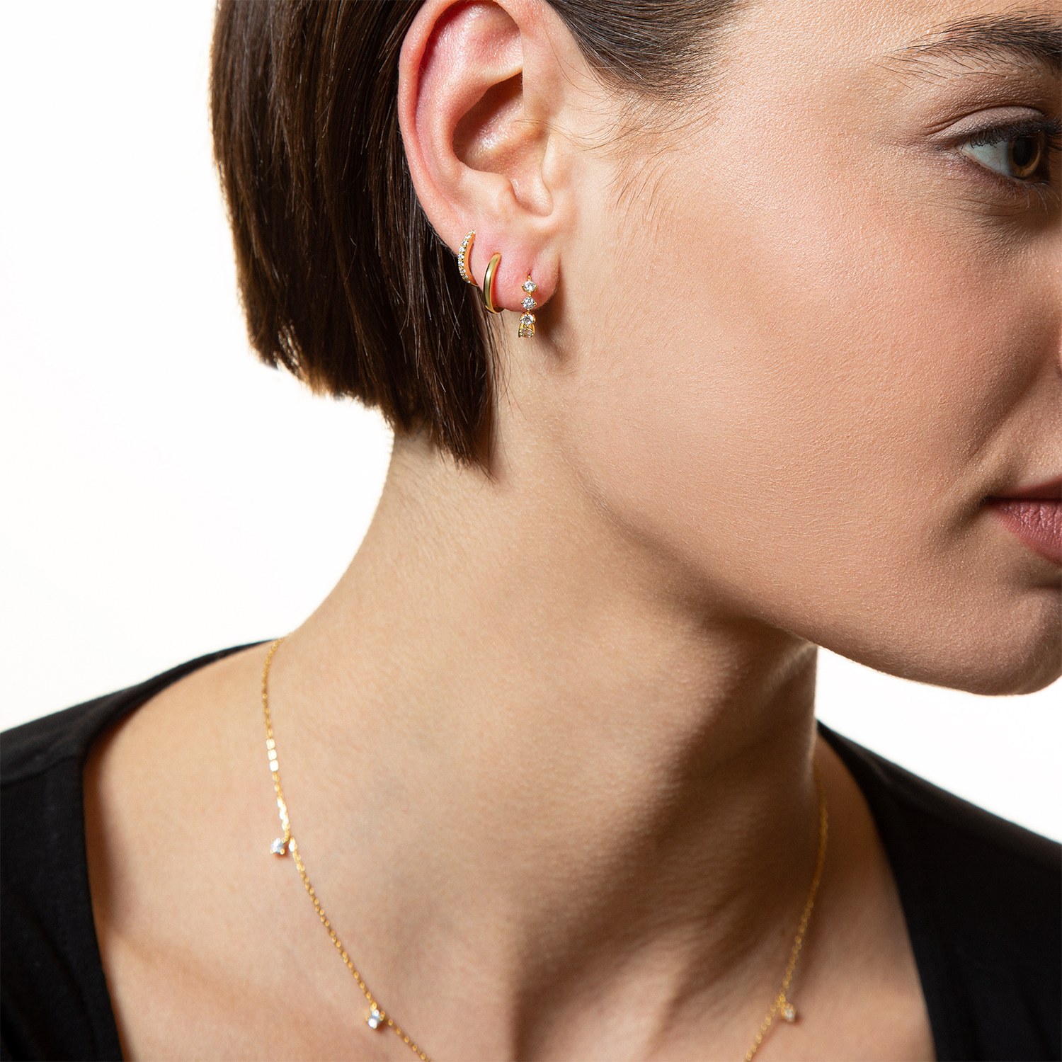 XENOX Sterling Silber Ohrringe XS8662G - Creolen - Gelbgold vergoldet – Ansicht 3