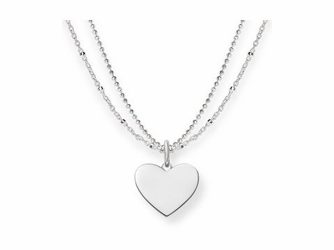 Helle Silberkette von Thomas Sabo mit einem herzförmigen Anhänger, doppellagig, Länge 45 cm, elegantes Design für jeden Anlass.