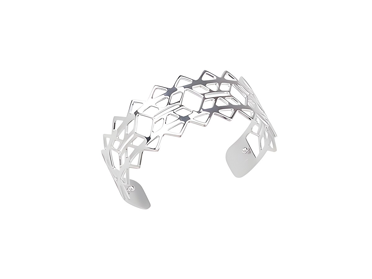Silberner Armreif von Les Georgettes, Modell Les Essentielles, Größe 14 mm, mit filigranem, geometrischem Muster in INCA-Design. Ideal für vielseitige Kombinationen.