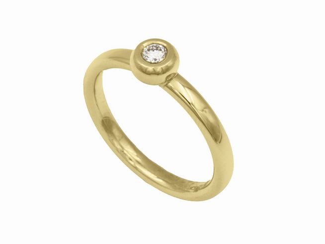 Gelbgold Ring aus 585er Gold mit einem Brillant von 0,10 ct in w-si, Größe 54, Hersteller Juwelier Harnisch, elegant und edel gestaltet.