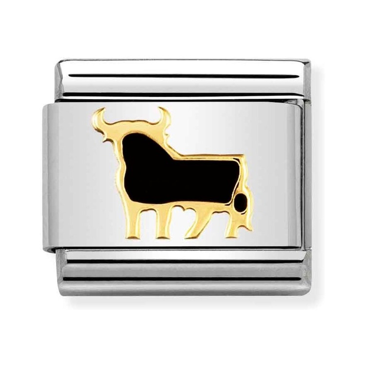 Nomination Composable Classic Charm Spanischer Toro - Edelstahl, Gold 750 Gelbgold, Emaille