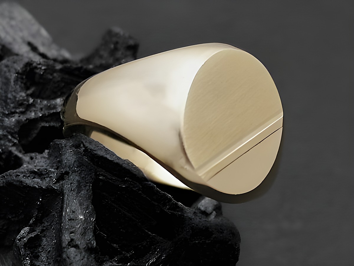 Gold Ring Oval Goldring nobel Gr. 64 Hersteller Juwelier Harnisch über Gr. 60 19 in edlem Design mit einem glänzenden und matten Finish, ideal als modisches Accessoire.