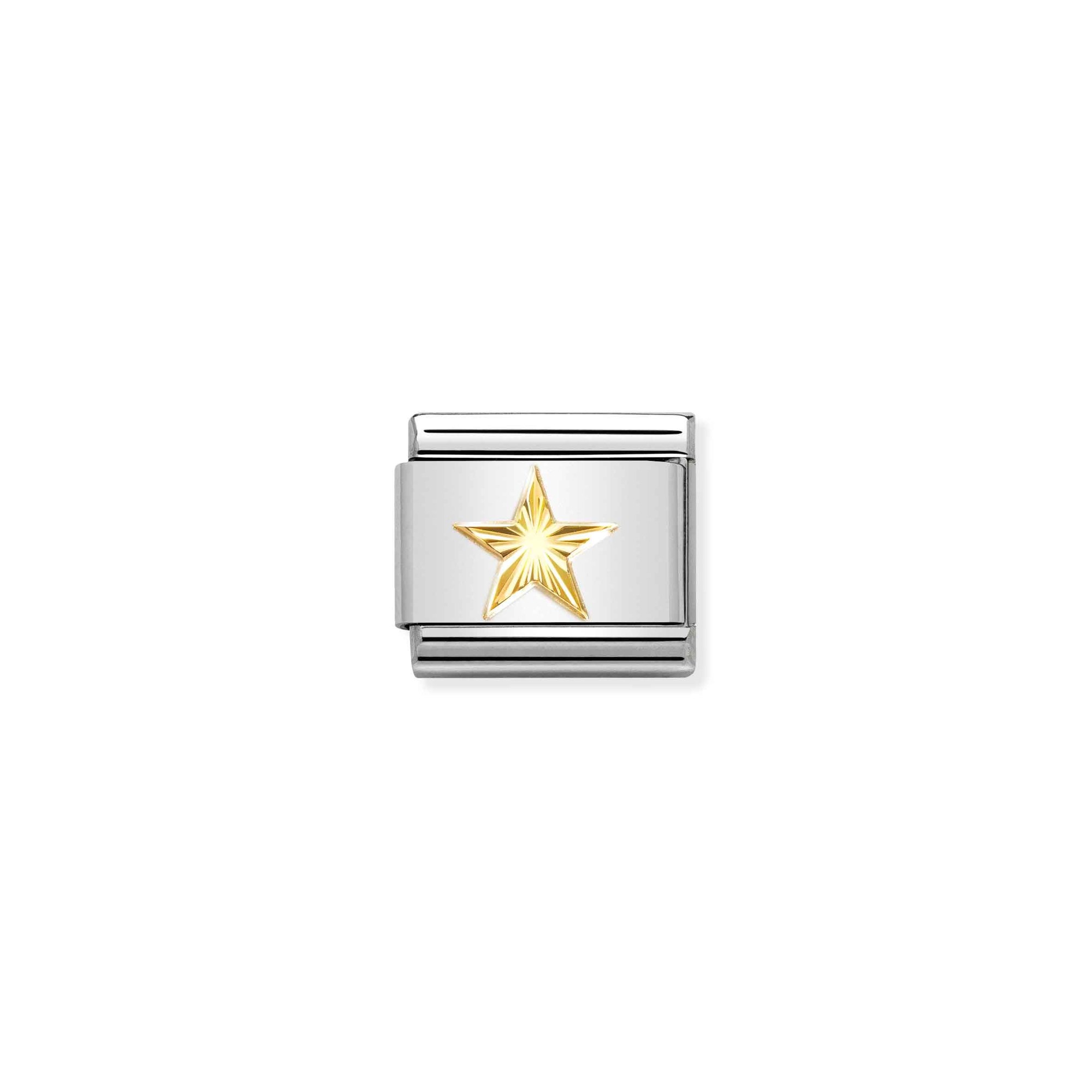 Nomination Composable Classic Charm Stern - Edelstahl, Gold 750 Gelbgold, diamantiert
