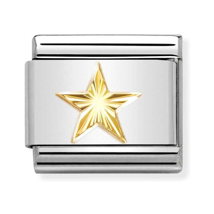 Nomination Composable Classic Charm Stern - Edelstahl, Gold 750 Gelbgold, diamantiert