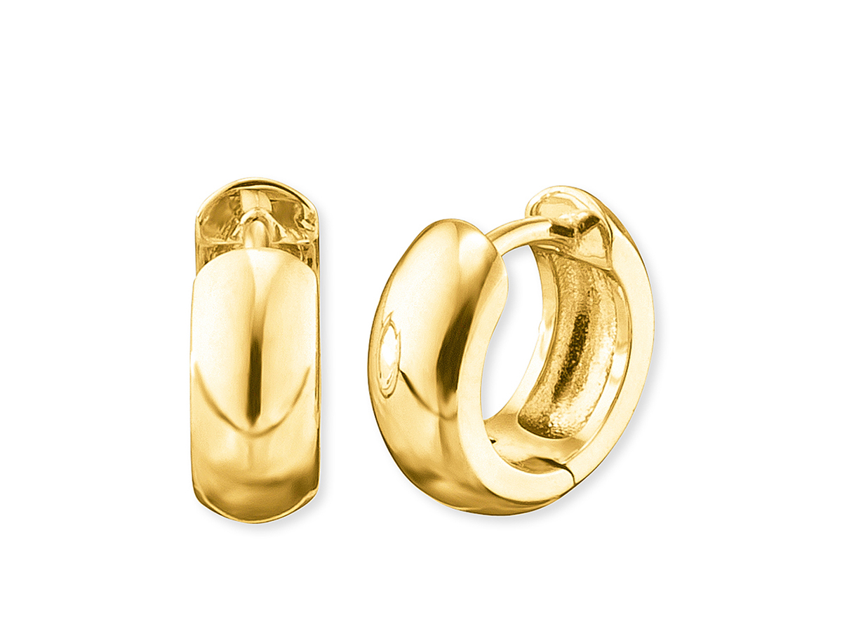 Engelsrufer ERE-ANNA-G-CR BASIC Creole Anna in Gelbgold Vergoldung auf Silber, 13 mm, elegante Creolen-Ohrringe mit glatter Oberfläche und modernem Design. Ideal für jeden Anlass.