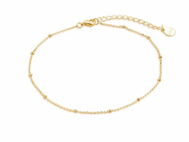 Xenox Sterling Silber Fußkette XS3546G in Gelbgold Vergoldung mit dezentem Design und variabler Länge von 22 bis 26 cm, ideal für einen eleganten Look am Fuß.