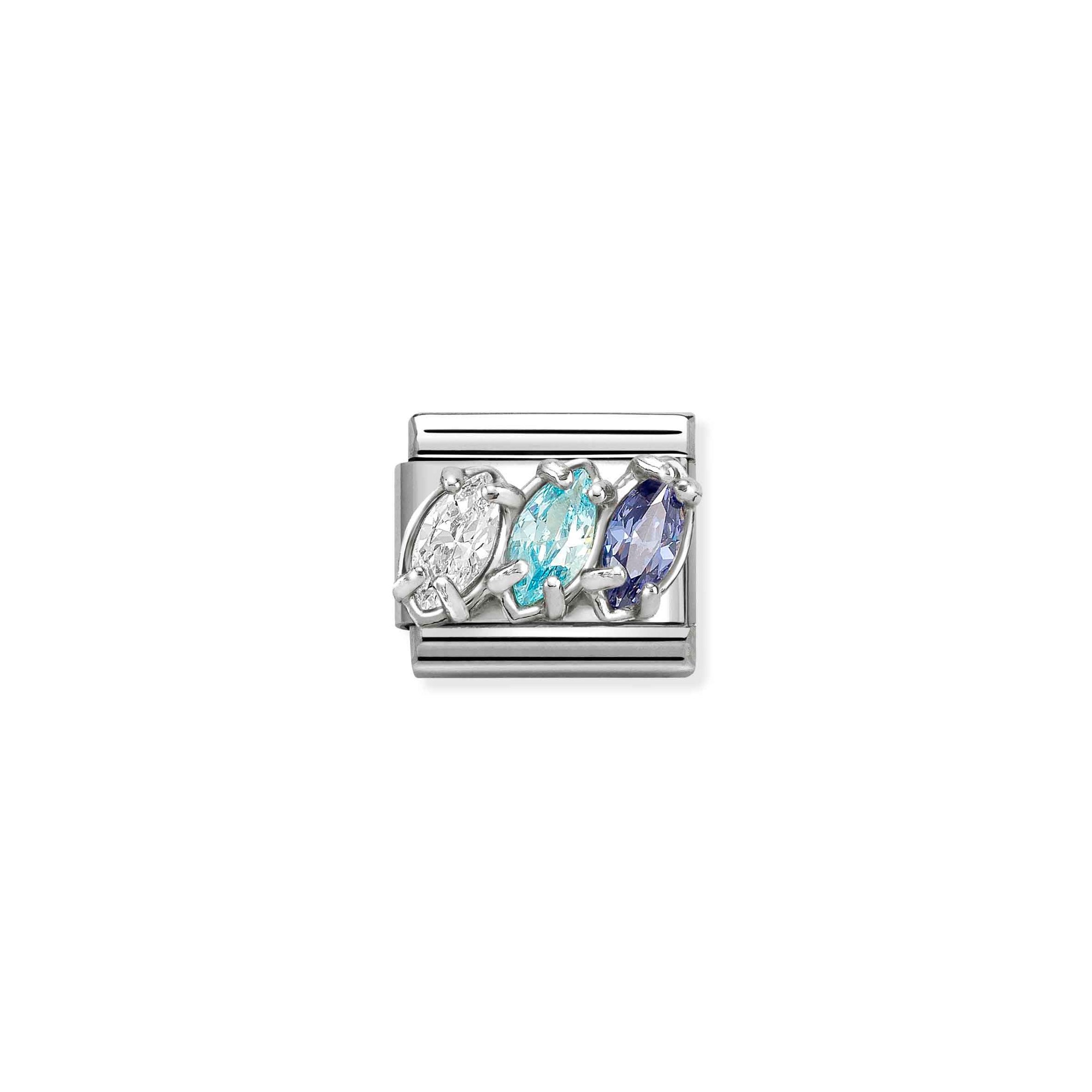 Nomination Composable Classic Charm Trilogy blau - Edelstahl, Sterling Silber, Zirkonia – Ansicht 2