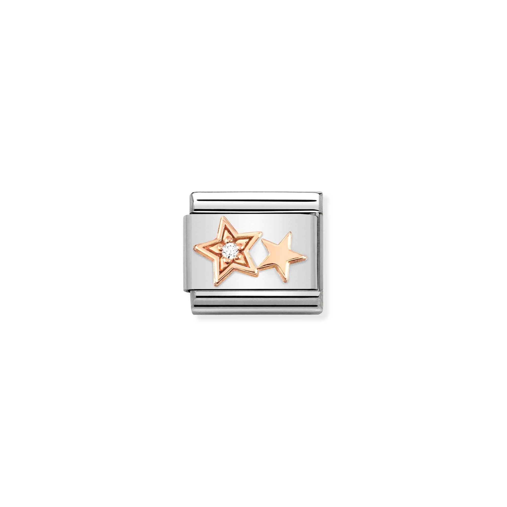 Nomination Composable Classic Charm doppelter Stern - Edelstahl, roségoldfarben, Zirkonia