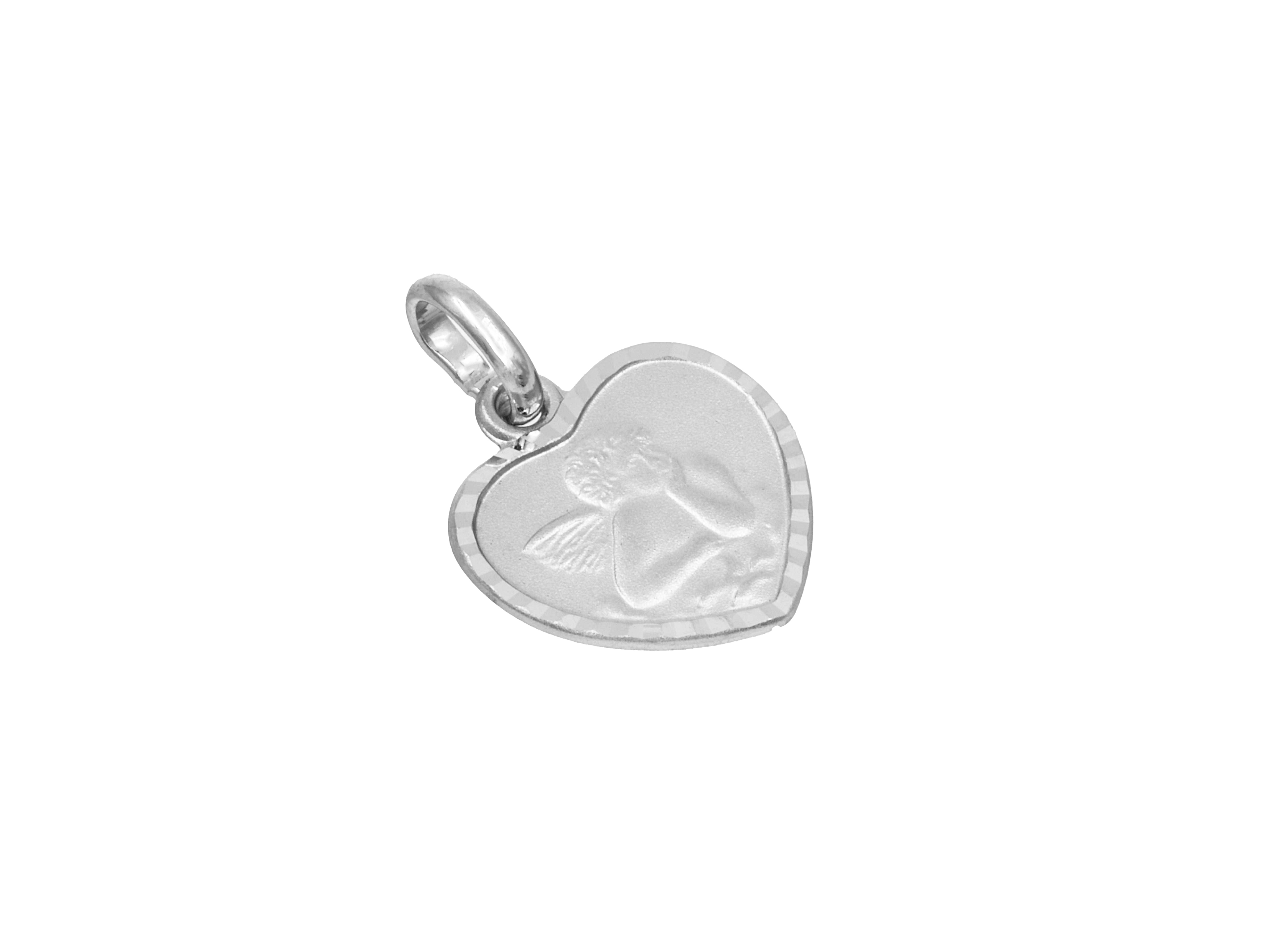 Silberner Herzanhänger mit eingraviertem Schutzengel, Hersteller Juwelier Harnisch, ideal als Geschenk oder persönliches Schmuckstück für Schutz und Geborgenheit.