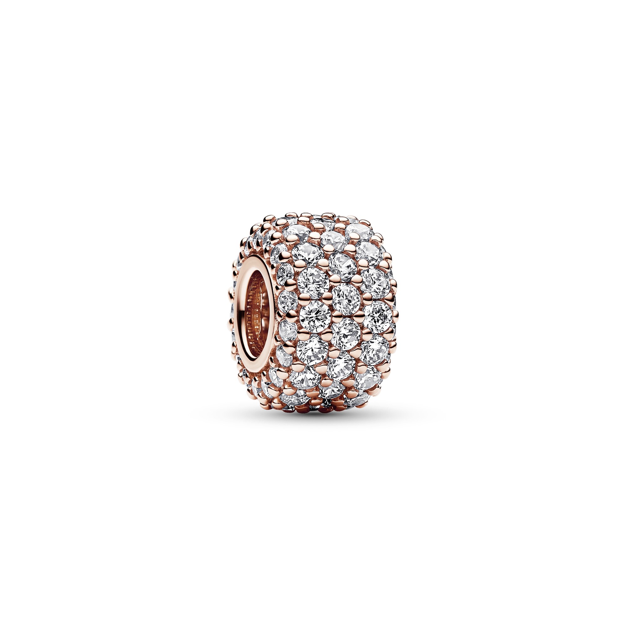 Pandora Funkelndes Dreireihiges Pavé-Charm - Roségold Vergoldung - Zirkonia