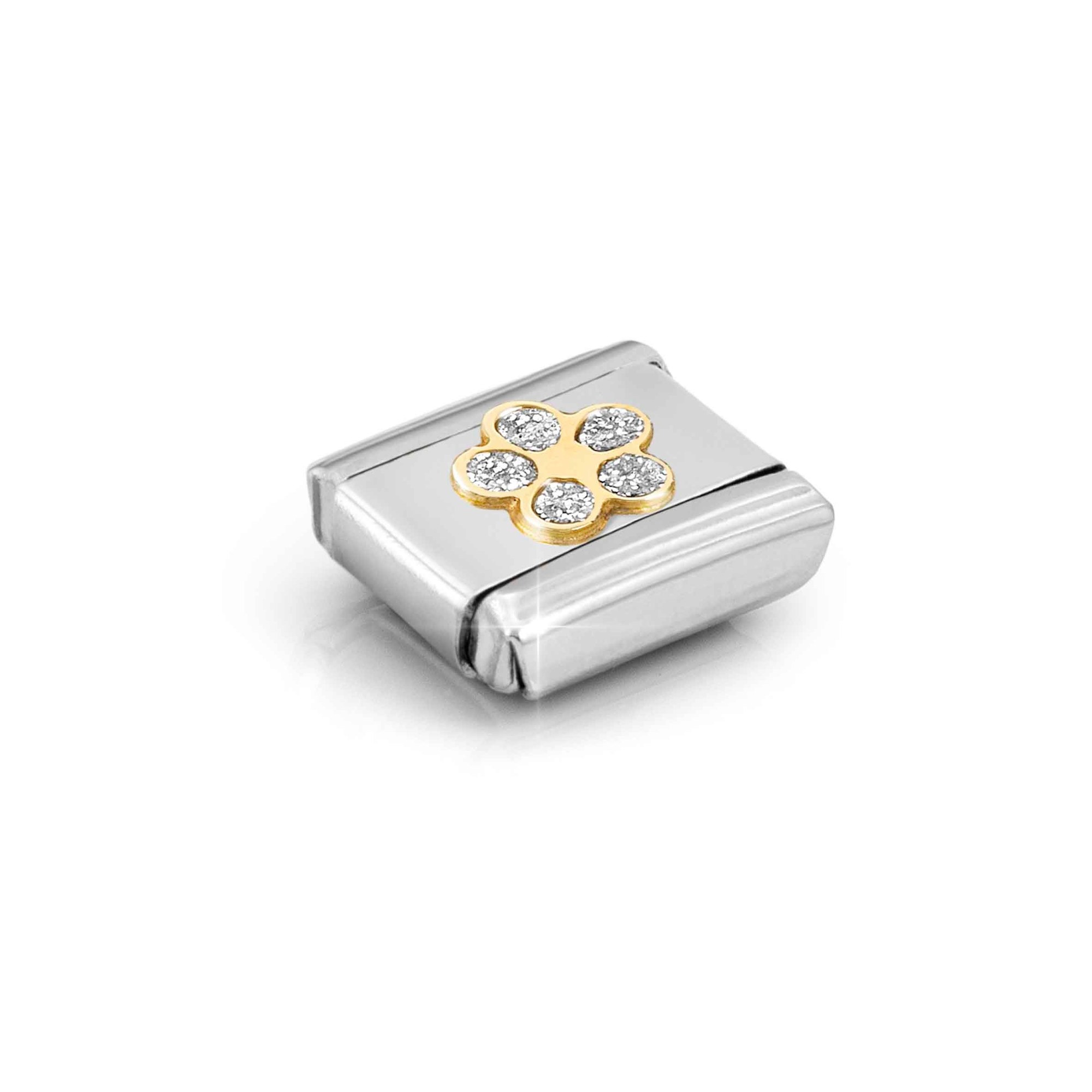 Nomination Composable Classic Charm Blume Glitter - Edelstahl, Gelbgold, Emaille – Ansicht 3