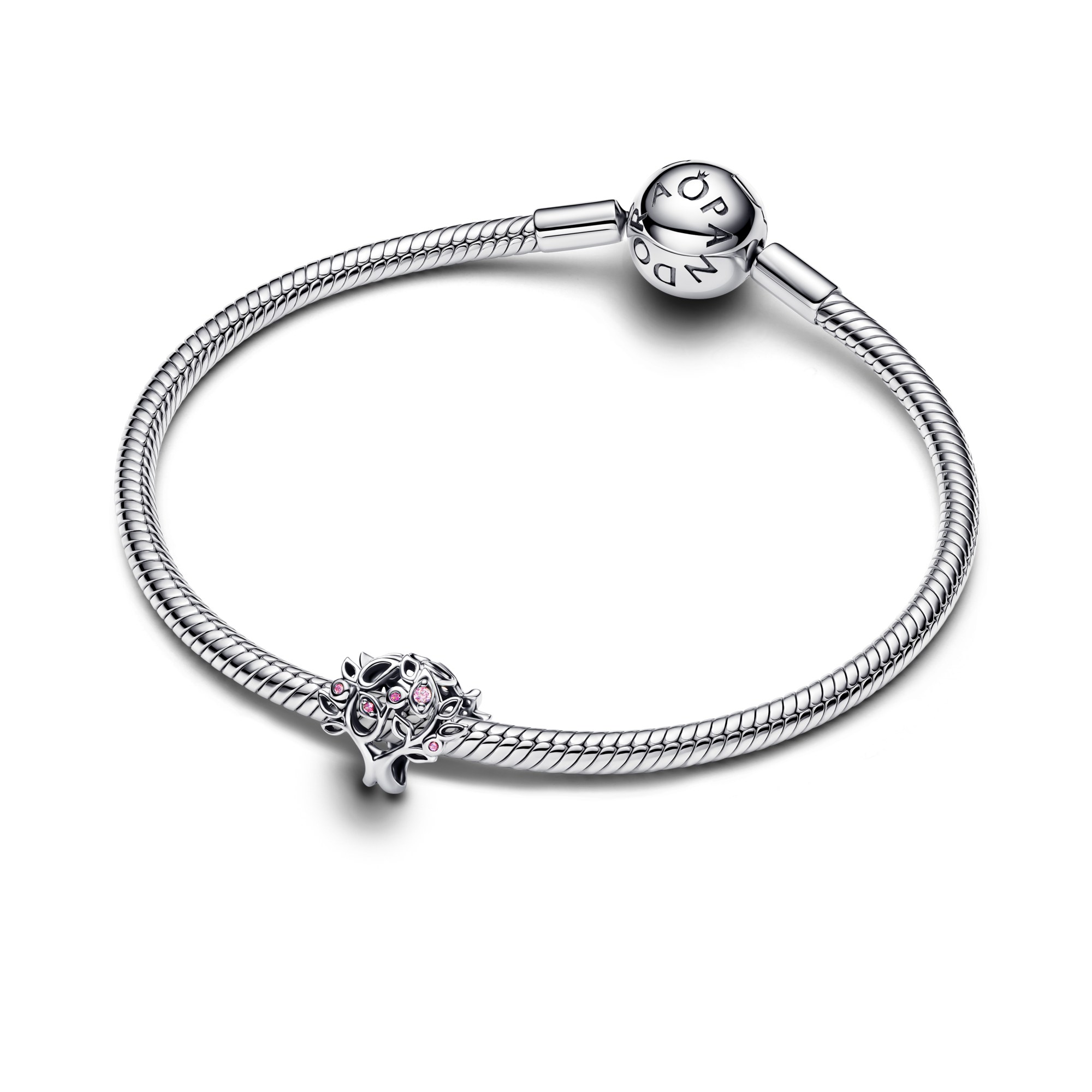 Pandora Familienstammbaum Charm - Sterling Silber - Zirkonia Pink – Ansicht 2