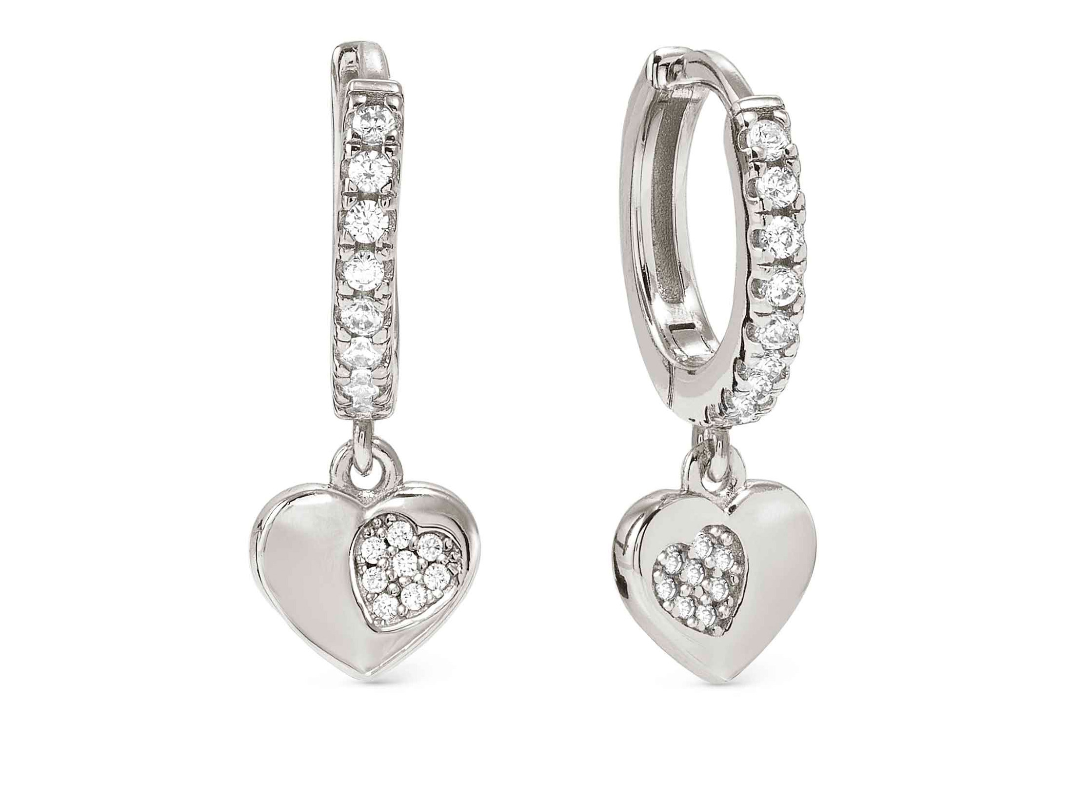Sterling Silber Creolen in Herzform mit funkelndem Zirkonia, der obere Teil ist mit Zirkonia besetzt, neu von Pandora, Modellnummer 242305 04 Petit Sparkle, elegantes und romantisches Design.