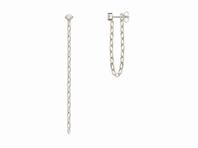 Xenox Sterling Silber Ohrringe XS2202 TROPICAL mit einer filigranen Gliederkette und einem funkelnden Stein für eleganten Ohrschmuck im modernen Design.