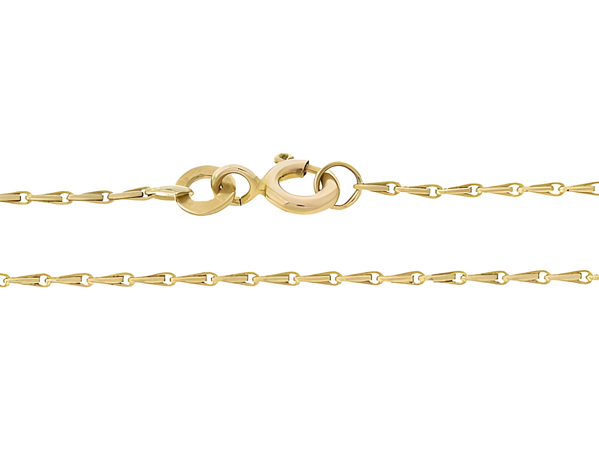 Haferkornkette 333 Gold in der Länge von 39,5 cm mit einer Stärke von 1,1 x 1,1 mm und einem Federringverschluss vom Hersteller Juwelier Harnisch.