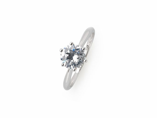 Xenox Sterling Silber Ring XS7139/50 in Krappe Silber, Größe 50, mit einem funkelnden, runden Stein in der Mitte, elegant und zeitlos gestaltet. Ideal für besondere Anlässe.