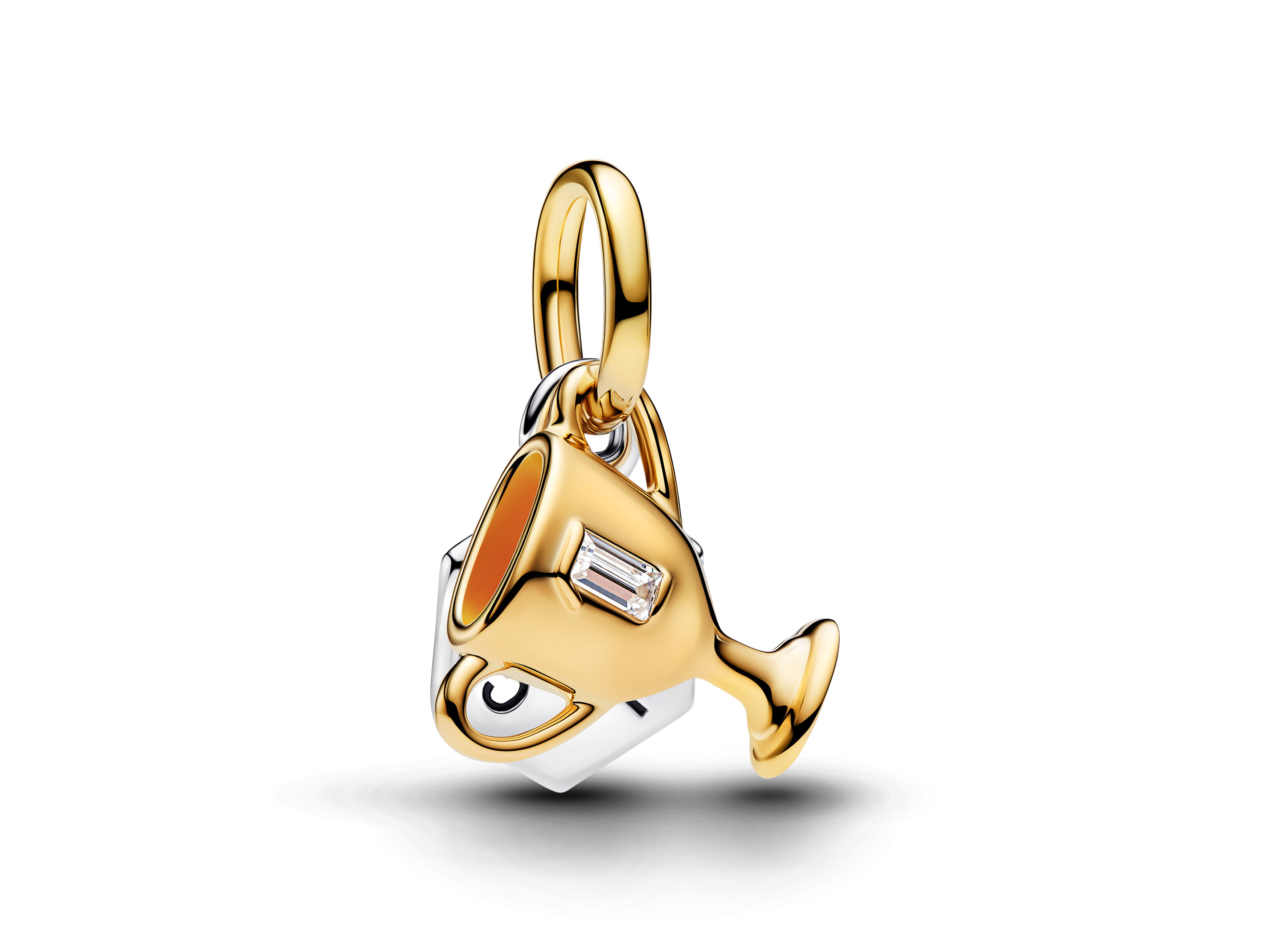 Pandora 764715C01 - Gravierbarer Pokal Doppel-Dangle-Charm Zirkonia - Schwarz - Gelbgold Vergoldung