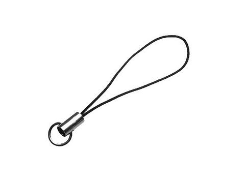 Handyschmuck Schlaufe aus schwarzem Band mit silbernem Anhänger, ideal zum Anbringen von 1500 verschiedenen Anhängern, Hersteller Juwelier Harnisch.