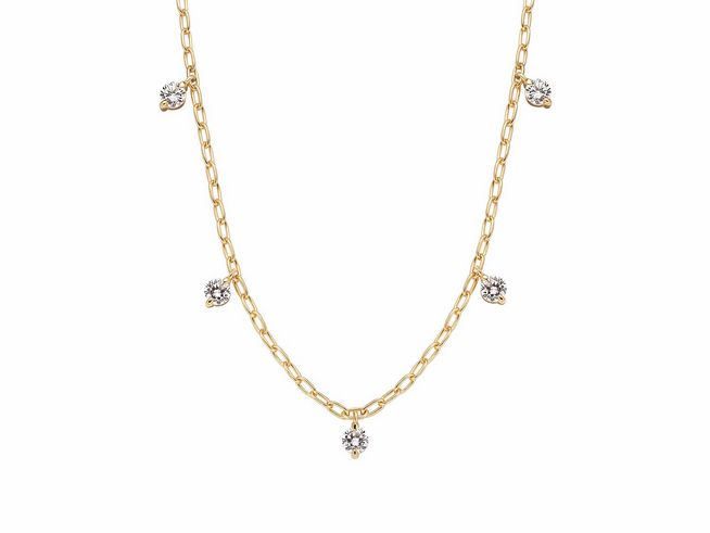 Xenox Sterling Silber Kette XS2200G - 40-45 cm - TROPICAL - Gelbgold Verg. Gliederkette mit funkelnden Akzenten, elegant und modern, ideal für jeden Anlass.