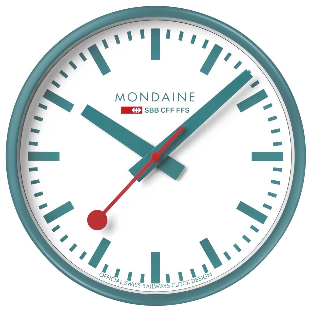 Mondaine Wanduhr 25 cm - Türkis – Ansicht 3