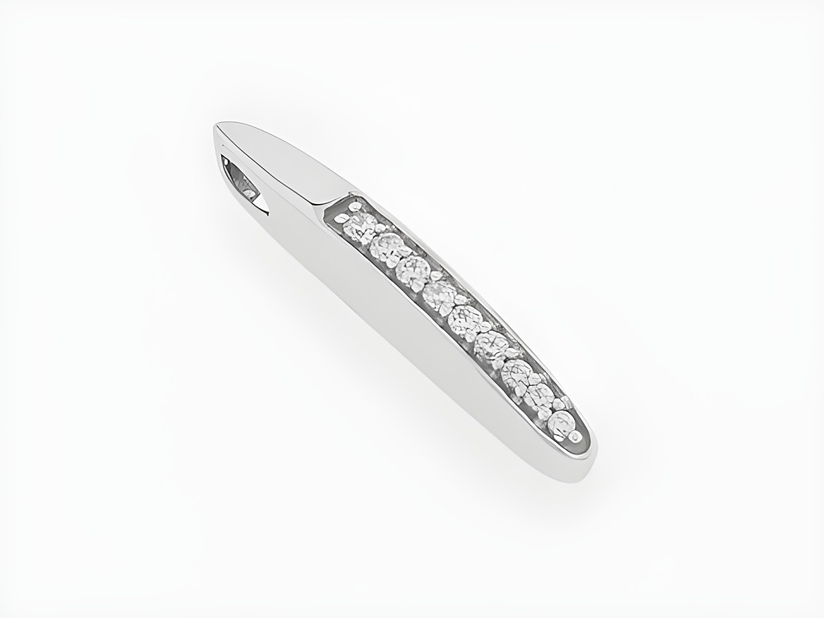 Rechteck Silber Anhänger in schlicht elegantem Design, rhodiniert mit funkelnden Zirkonia. Hersteller: Juwelier Harnisch. Ideal als stilvolles Schmuckstück für besondere Anlässe.