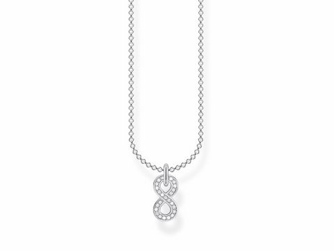 Kette aus Silber mit einem Infinity-of-Love Anhänger, 38-45 cm verstellbar, aus der Thomas Sabo Charming Collection. Elegantes Design mit funkelnden Details.