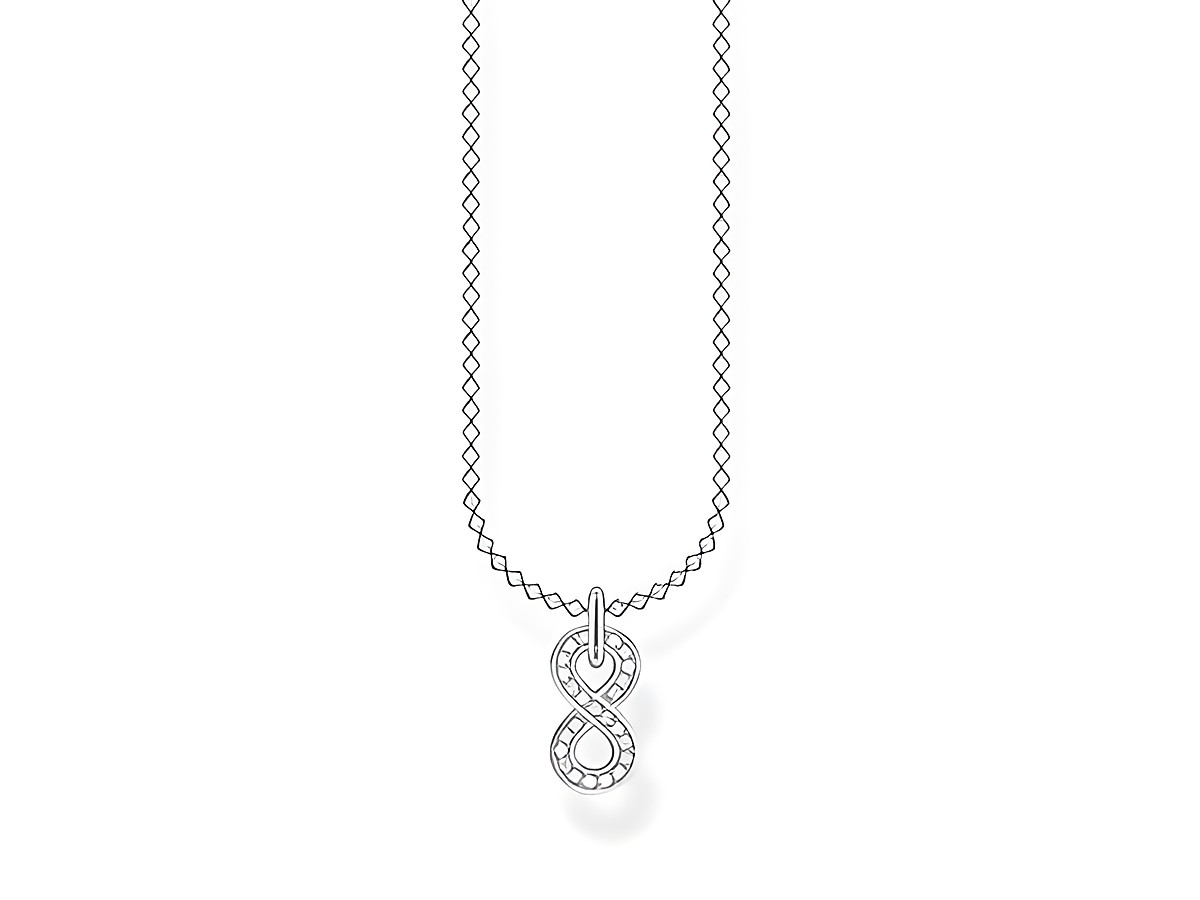 Kette aus Silber mit einem Infinity-of-Love Anhänger, 38-45 cm verstellbar, aus der Thomas Sabo Charming Collection. Elegantes Design mit funkelnden Details.