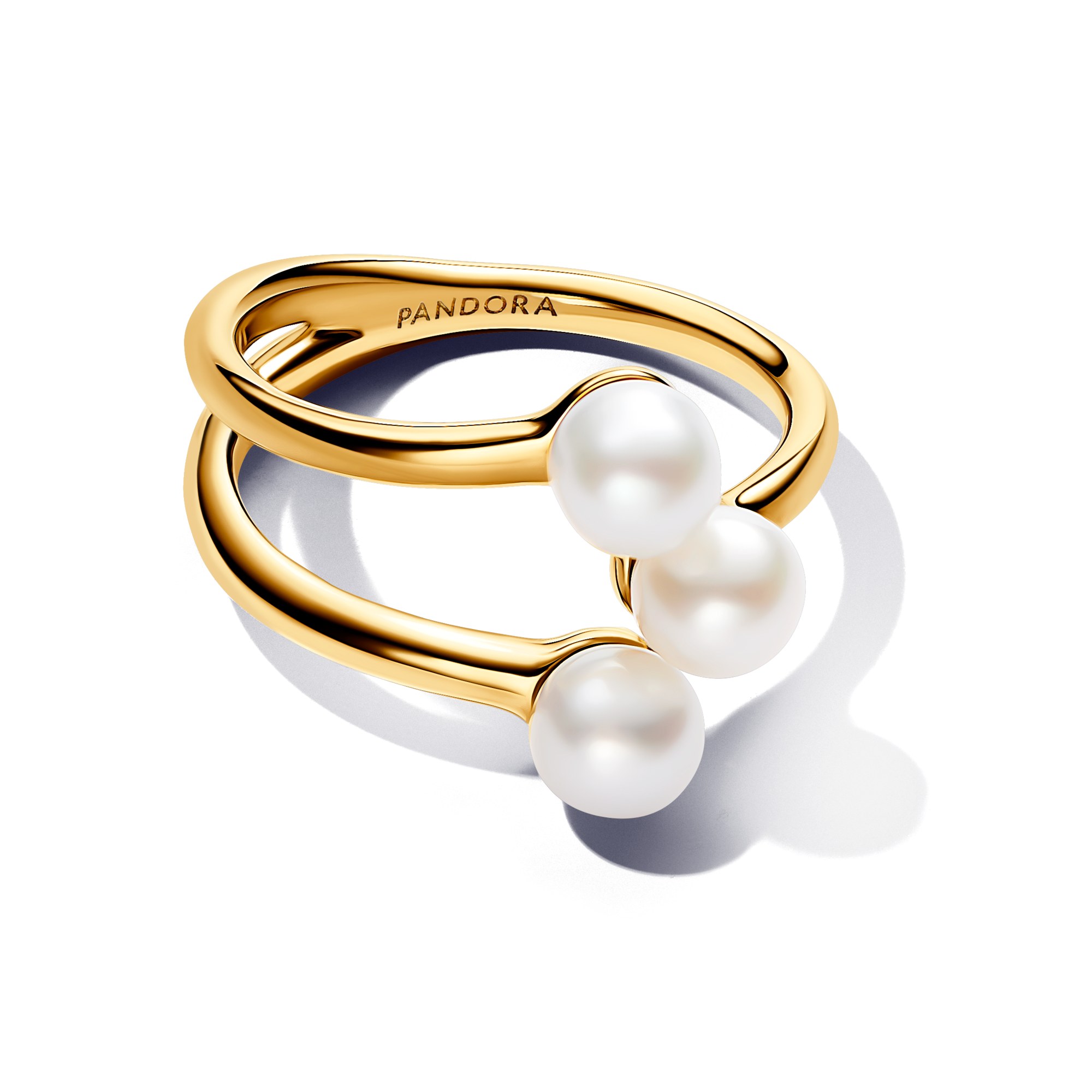 Pandora ESSENCE Süßwasserzuchtperle Offener Ring - Gelbgold verg. - Zuchtperle Weiß – Ansicht 2