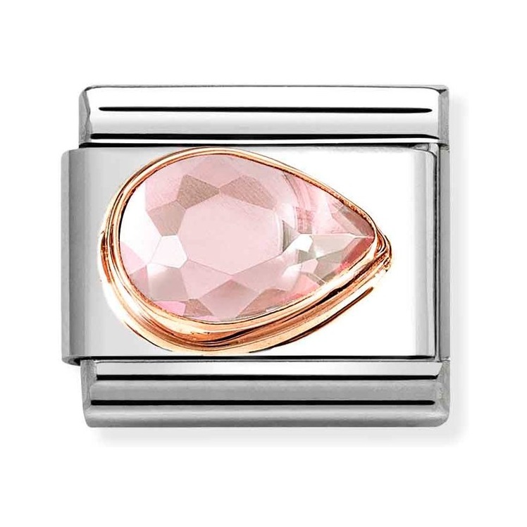 Nomination Composable Classic Charm Tropfen rechts rosa - Edelstahl, Roségold, Zirkonia