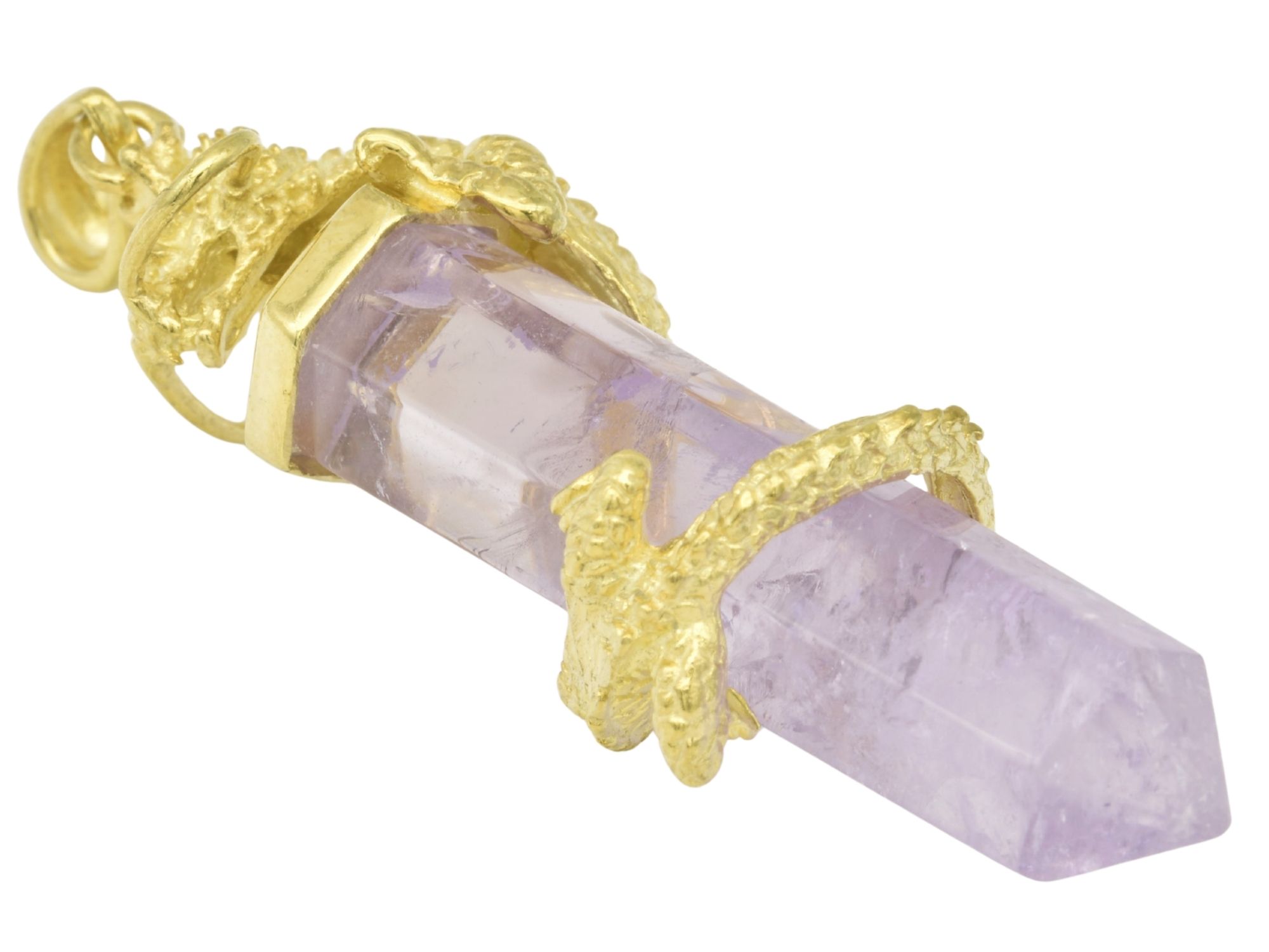 Anhänger Drachen Pendel - Sterling Silber 925 - Gelb vergoldet poliert - Amethyst Lila