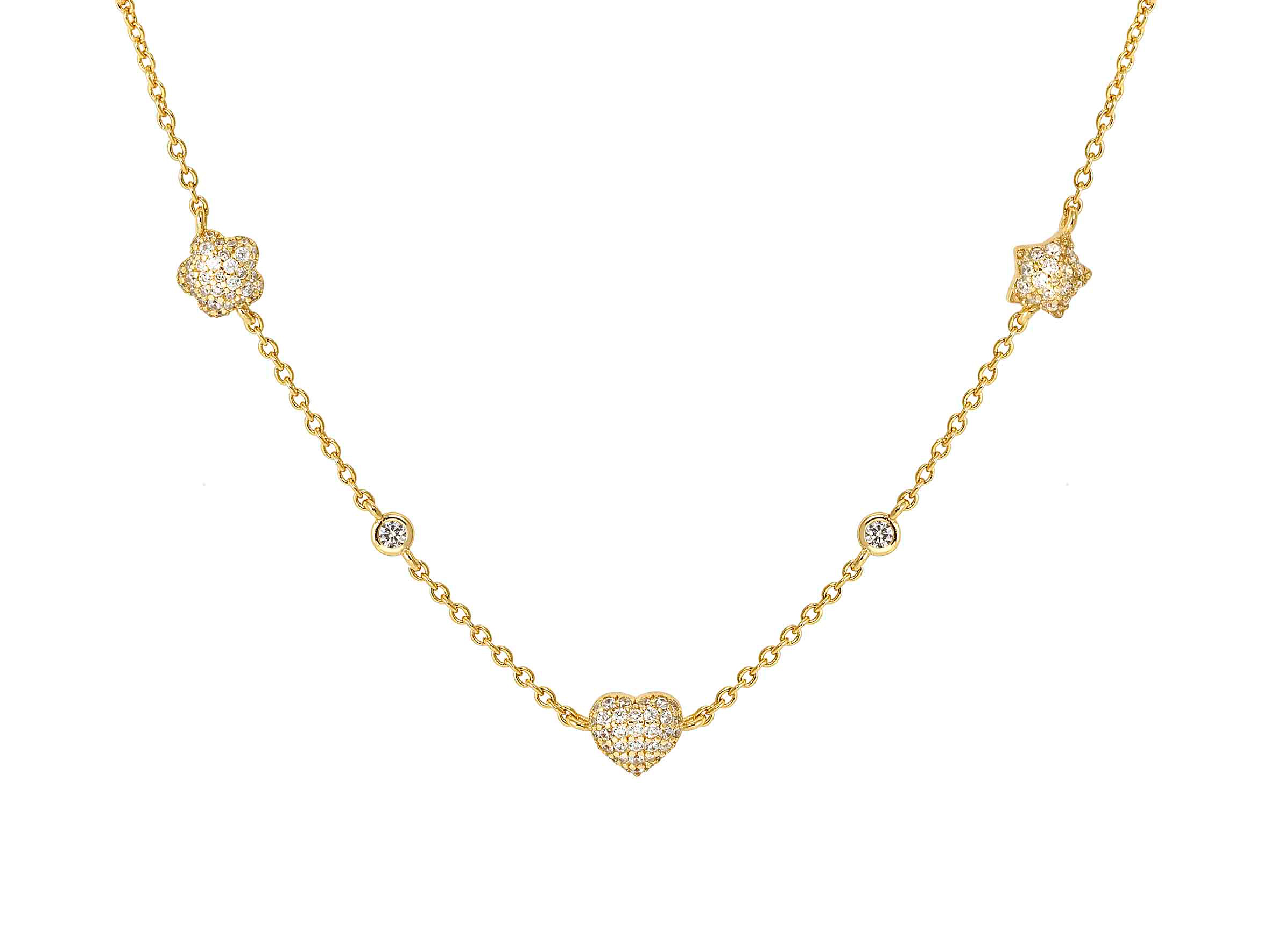 Nomination 242705 52 - LIFEPOETRY Halskette aus Sterling Silber & Zirkonia in Pavé-Fassung besetzte Schmuckelemente - Symbol-Mix - Gelbgold