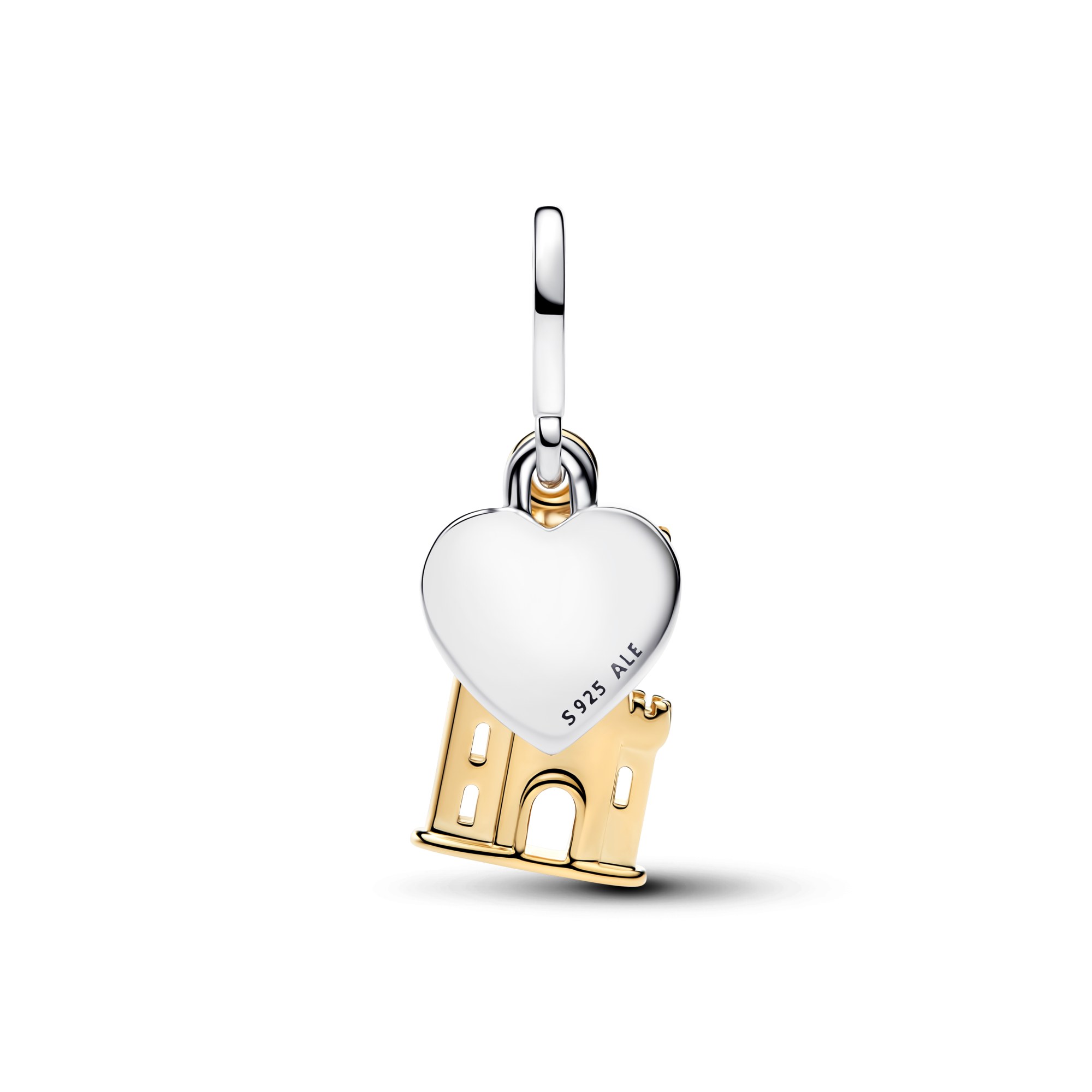 Pandora Schloss & Herzanhänger Charm-Anhänger - Gelbgold Vergoldung + Sterling Silber – Ansicht 2