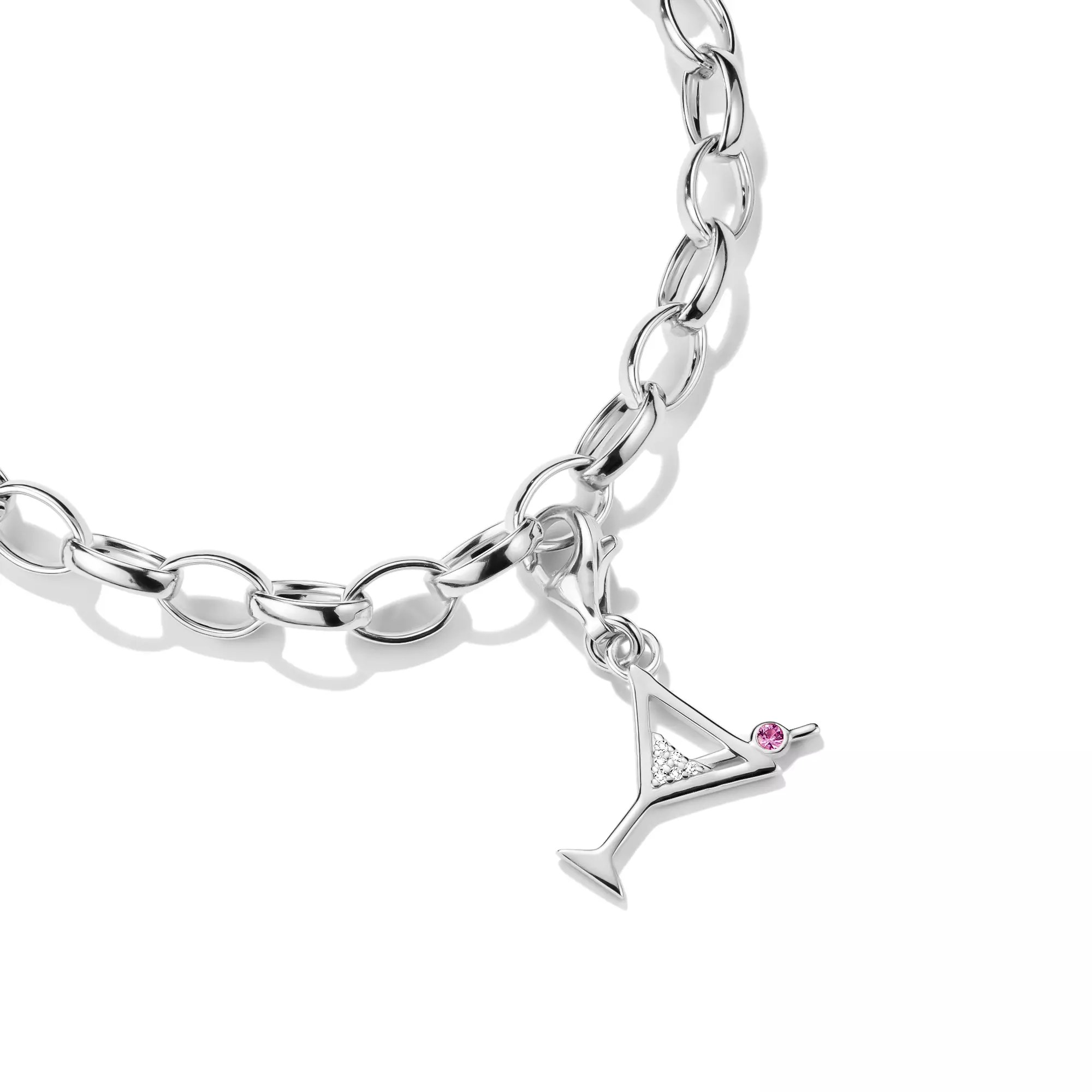 Thomas Sabo Charm-Anhänger - Cocktailglas - Sterling Silber - Zirkonia - weiß/ rot – Ansicht 2