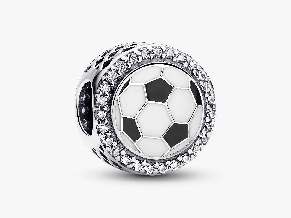 Pandora 792016CZ_E075 Charm Pavé - Fussball - FUSSI Fanartikel - Sterling Silber - Zirkonia & Emaille - 792016