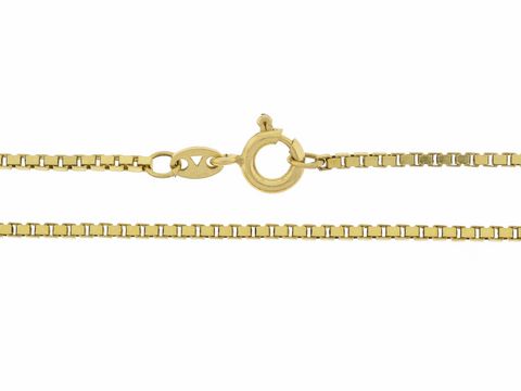 Veneziakette 585 Gold in 40 cm Länge, mit einer Gliedergröße von 1,4 x 1,4 mm und einem sicheren Federringverschluss, Hersteller Juwelier Harnisch, hochwertiger Venezianer.