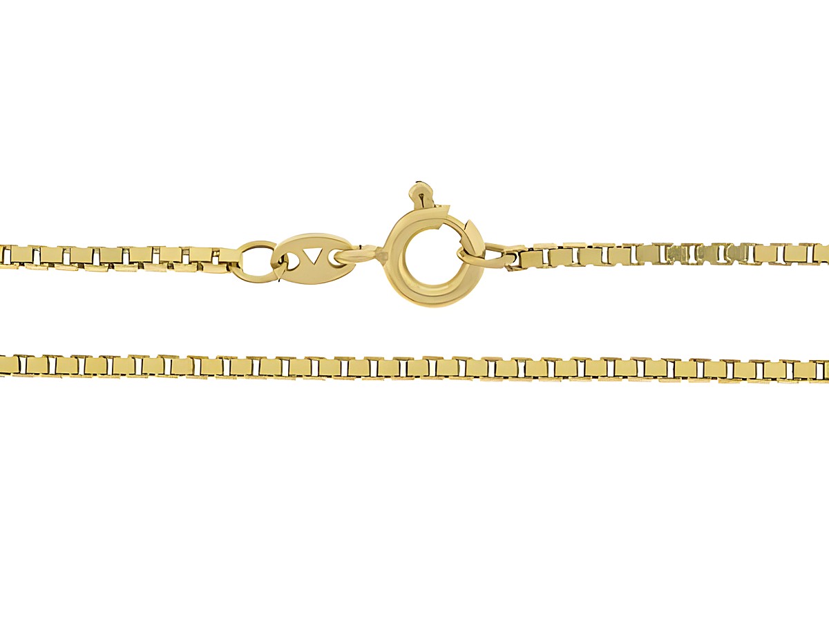 Veneziakette 585 Gold in 40 cm Länge, mit einer Gliedergröße von 1,4 x 1,4 mm und einem sicheren Federringverschluss, Hersteller Juwelier Harnisch, hochwertiger Venezianer.