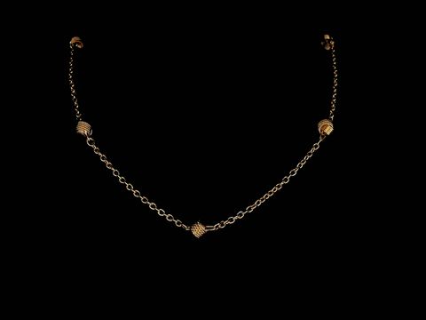 63711-0 Kette Vergoldet - Rundanker mit Knotenelementen - 42 cm, hergestellt von Juwelier Harnisch, glänzend und elegant mit dekorativen Knotenelementen, ideal für festliche Anlässe.