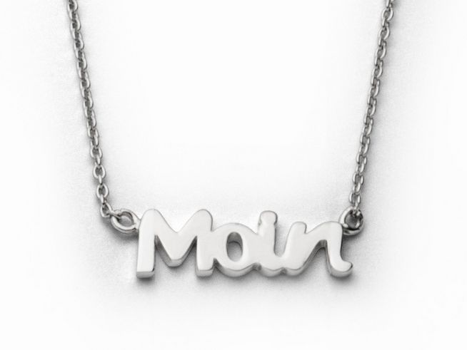Sterling Silber Kette von DUR mit dem Schriftzug Moin, 41 cm lang, elegante und modische Halskette, ideal für jeden Anlass und als Geschenk geeignet.