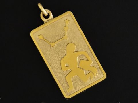 Wassermann Anhänger Gold 333 mit rechteckiger Form und dem Sternzeichen Wassermann, hergestellt von Juwelier Harnisch.