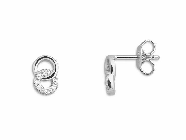 Zwei zarte Xenox Sterling Silber Ohrringe XS3738N EAR CANDIES mit einem geschwungenen Design und glitzernden Akzenten, ideal für einen eleganten Look. Hersteller Xenox.
