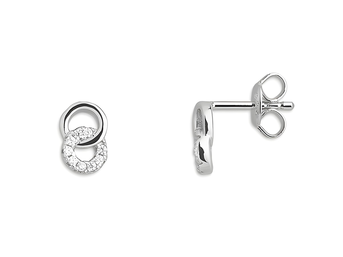 Zwei zarte XENOX Sterling Silber Ohrringe XS3738N EAR CANDIES mit einem geschwungenen Design und glitzernden Akzenten, ideal für einen eleganten Look. Hersteller XENOX.