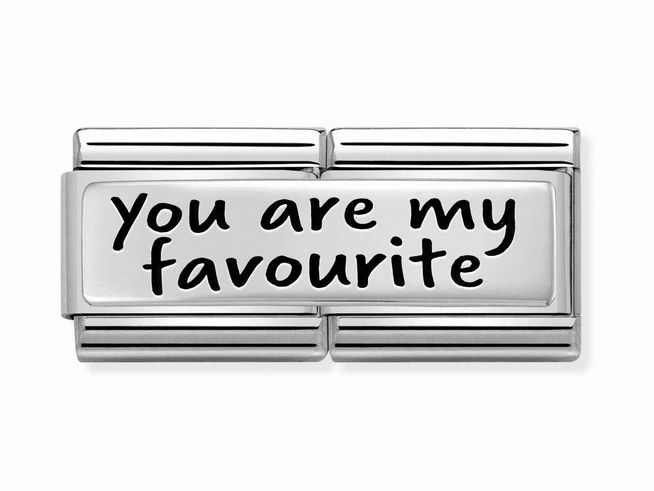 Nomination Classic Sterling Silver DOUBLE 330710 31 You are my favorite besteht aus hochwertigem Silber mit schwarzer Schrift und einem eleganten Design, perfekt für persönlichen Schmuck.